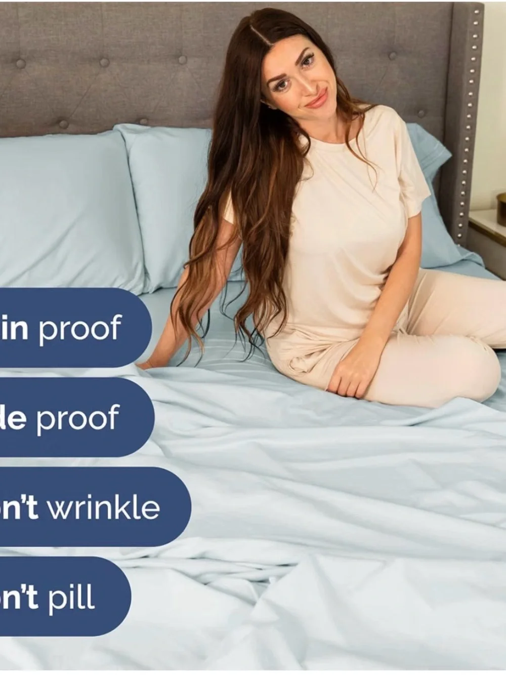 CGL Ice Blue Queen Size Four Piece Linen Set